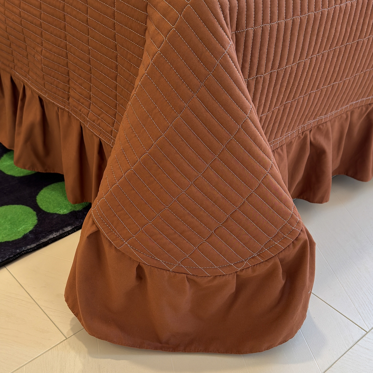 91家纺网 家纺一手货源 找家纺 赫梵茜 2026新款韩系古法韩国水洗棉仿棉云感棉大布袋法式浪漫大花边床盖四件套 织梦时空