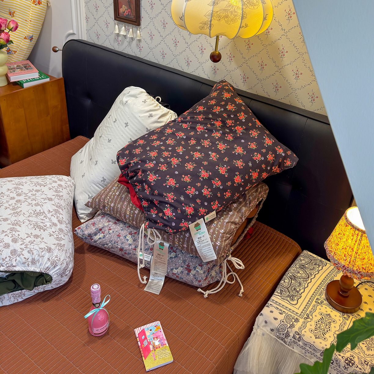 赫梵茜 2026新款韩系古法韩国水洗棉仿棉云感棉大布袋法式浪漫大花边床盖四件套 组合图仅供展示不可下单