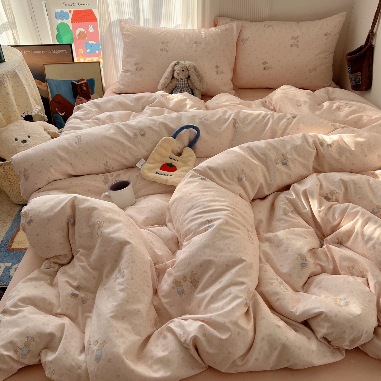 91家纺网 家纺一手货源 找家纺 XIWEN-希文家纺 2026春夏新款40支全棉13372卡通四件套 小玩家