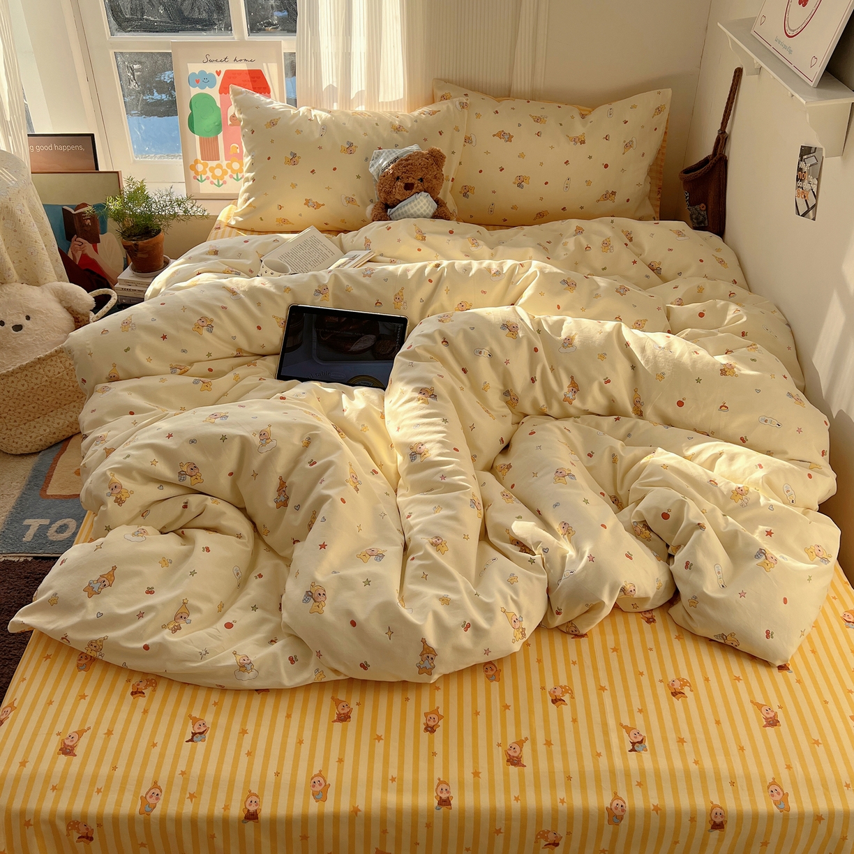 91家纺网 家纺一手货源 找家纺 （总）XIWEN-希文家纺 2026春夏新款40支全棉13372卡通四件套