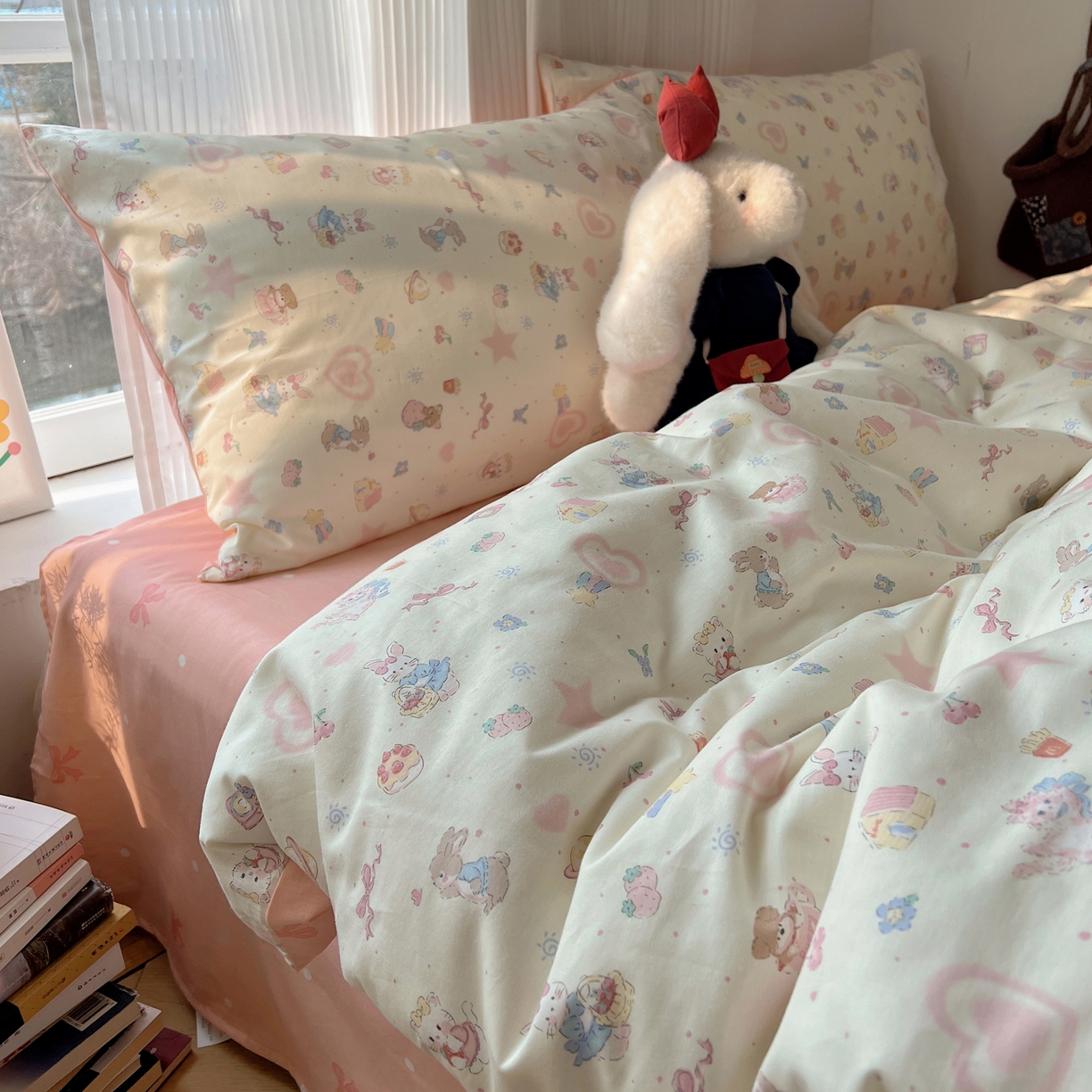 91家纺网 家纺一手货源 找家纺 XIWEN-希文家纺 2026春夏新款40支全棉13372卡通四件套 甜蜜家园