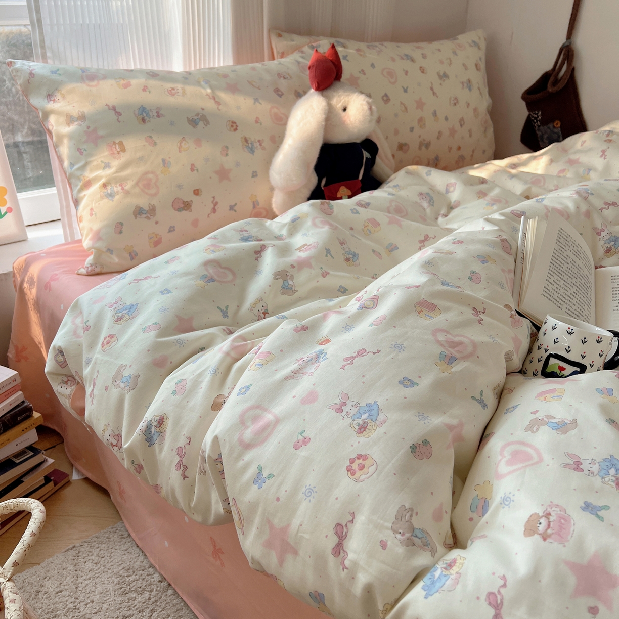 91家纺网 家纺一手货源 找家纺 XIWEN-希文家纺 2026春夏新款40支全棉13372卡通四件套 甜蜜家园