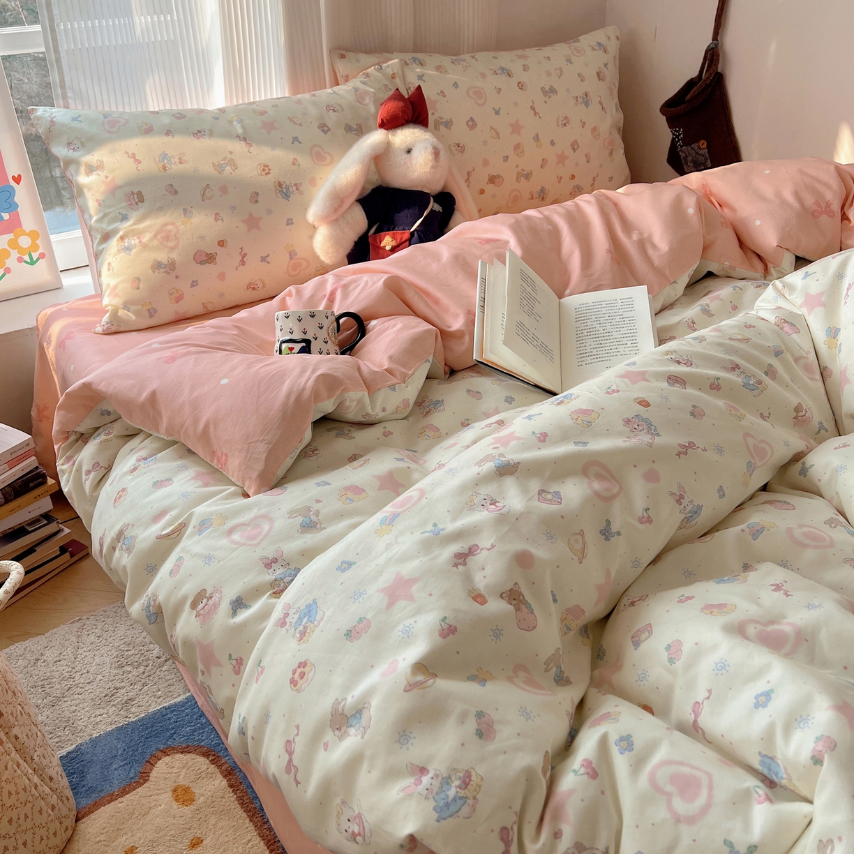 91家纺网 家纺一手货源 找家纺 XIWEN-希文家纺 2026春夏新款40支全棉13372卡通四件套 甜蜜家园