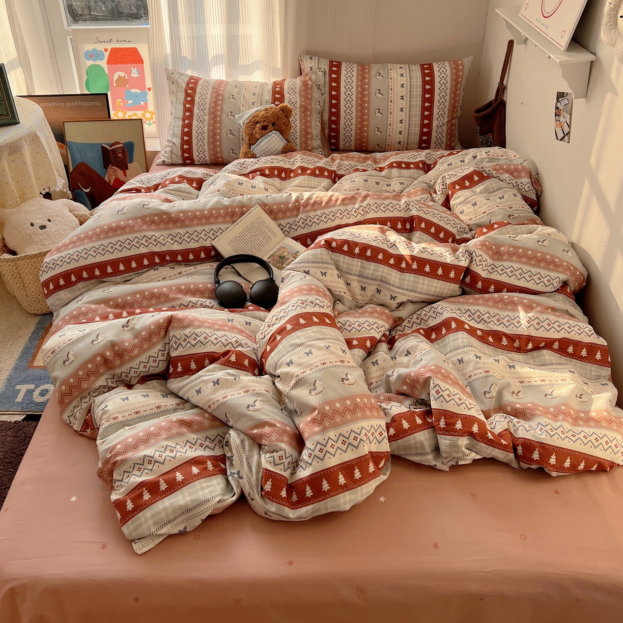 91家纺网 家纺一手货源 找家纺 XIWEN-希文家纺 2026春夏新款40支全棉13372卡通四件套 冰岛小马