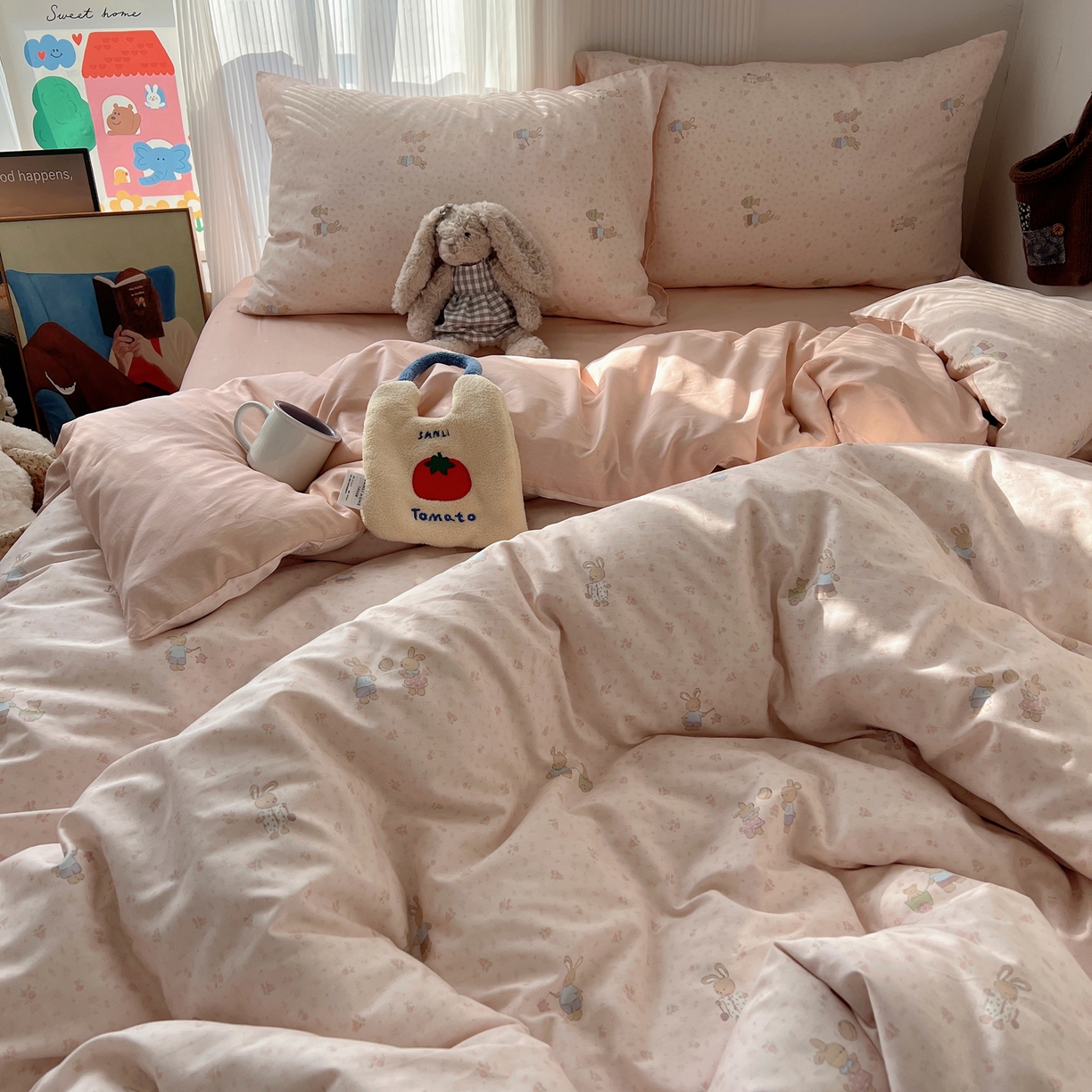 91家纺网 家纺一手货源 找家纺 XIWEN-希文家纺 2026春夏新款40支全棉13372卡通四件套 小玩家