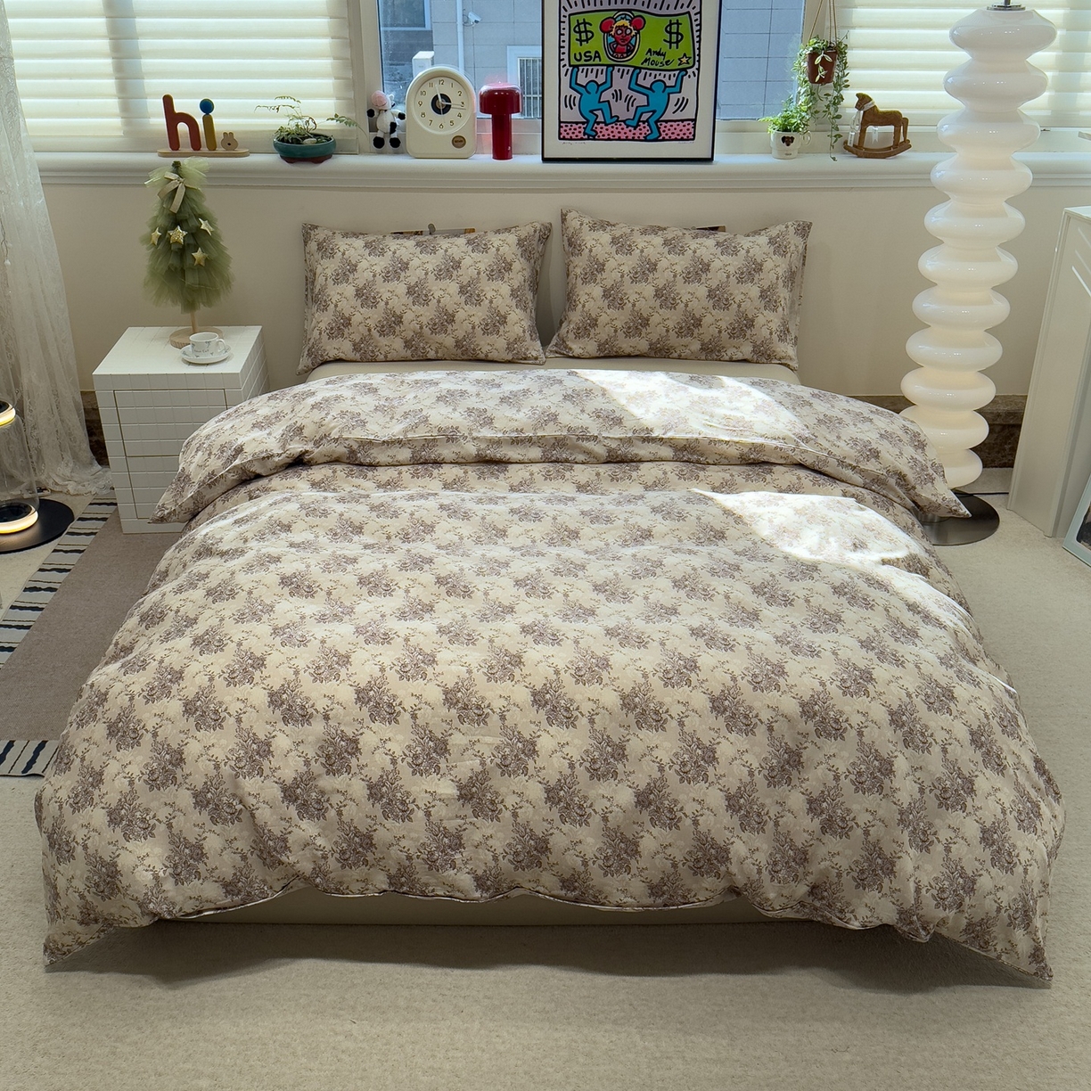 91家纺网 家纺一手货源 找家纺 （总）珺柔家纺 2026新款亲肤舒适棉麻印花四件套