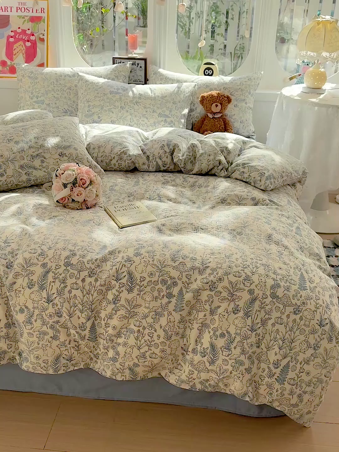 91家纺网 家纺一手货源 找家纺 （总）朵朵家纺 2026新款云感木棉皱皱纱双层纱印花四件套