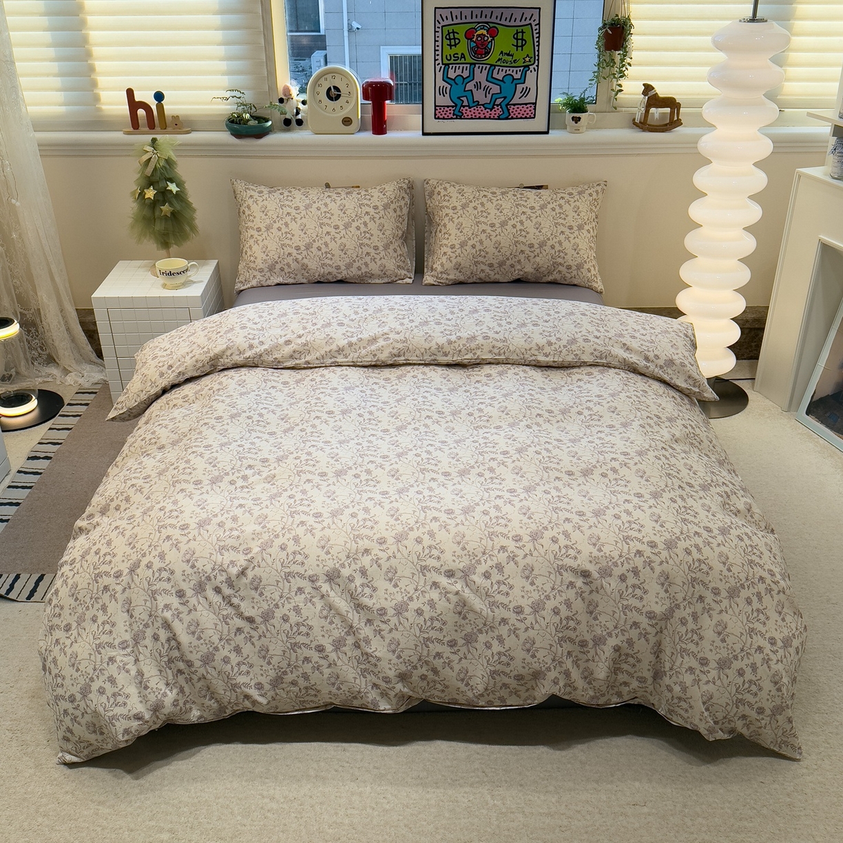 珺柔家纺 2026新款亲肤舒适棉麻印花四件套 春风里