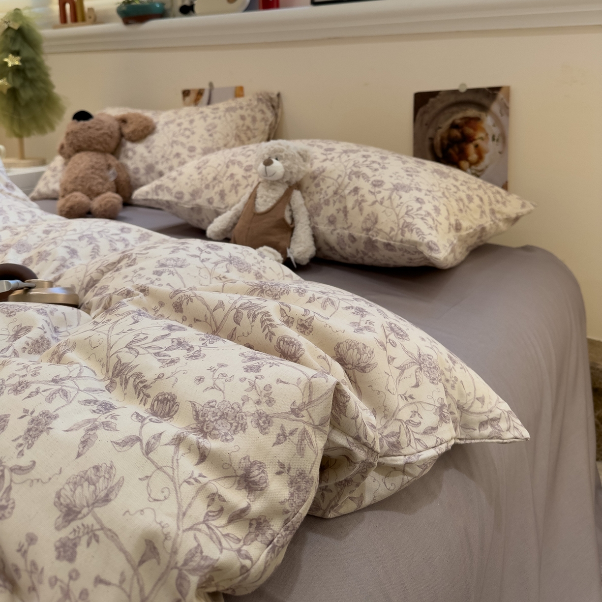 91家纺网 家纺一手货源 找家纺 珺柔家纺 2026新款亲肤舒适棉麻印花四件套 春风里