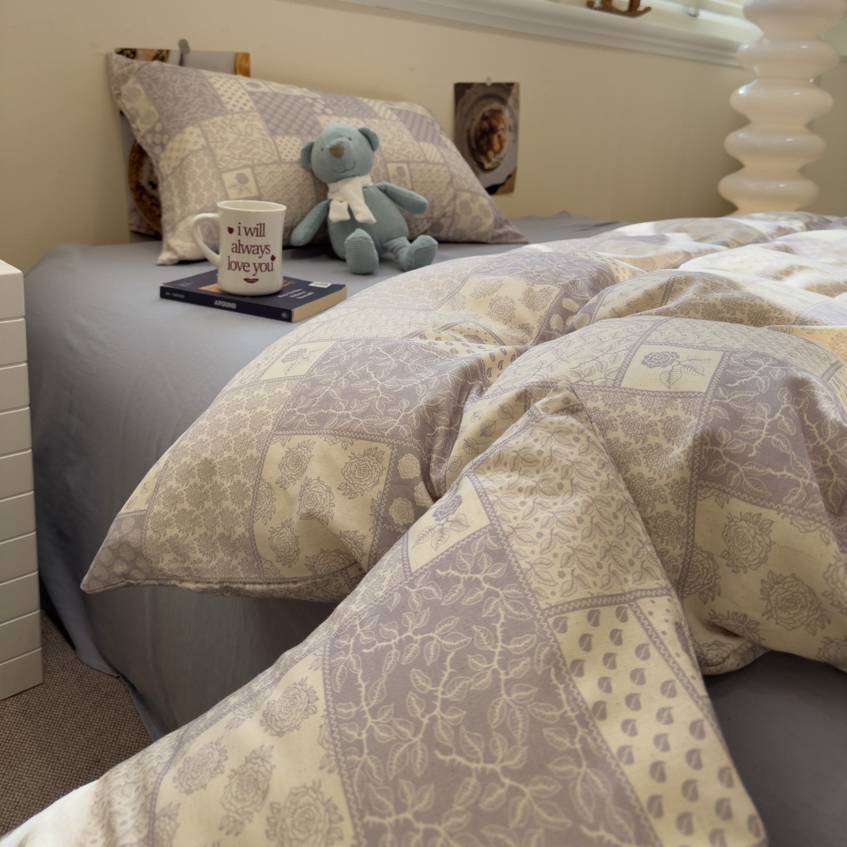 91家纺网 家纺一手货源 找家纺 珺柔家纺 2026新款亲肤舒适棉麻印花四件套 繁花