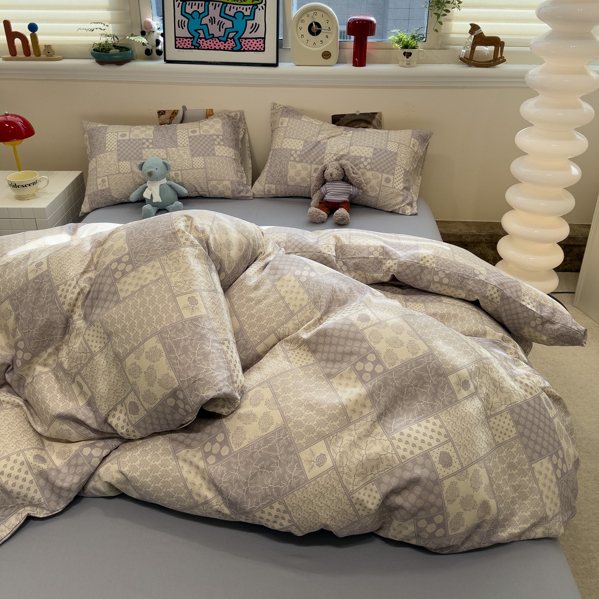 91家纺网 家纺一手货源 找家纺 珺柔家纺 2026新款亲肤舒适棉麻印花四件套 繁花