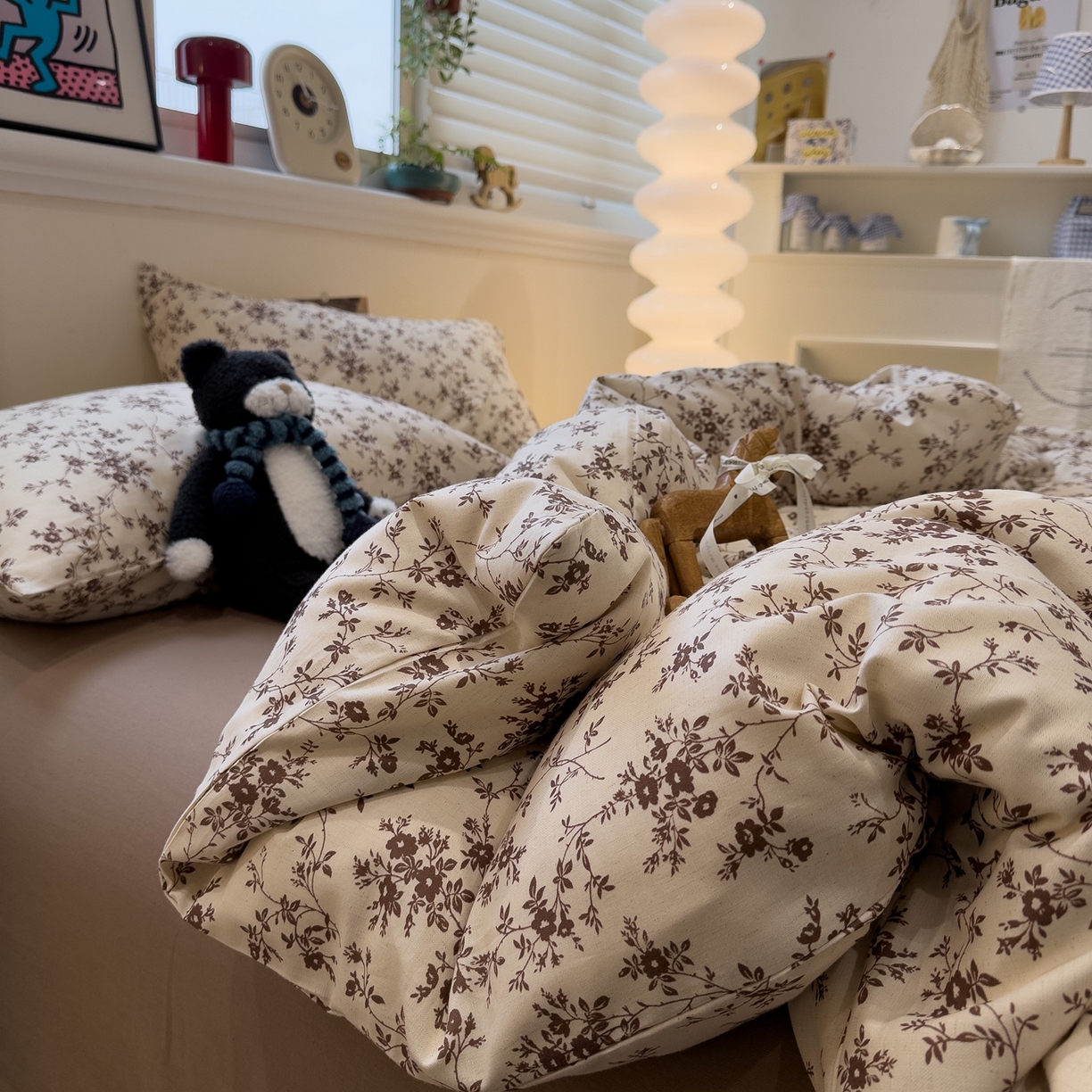 91家纺网 家纺一手货源 找家纺 珺柔家纺 2026新款亲肤舒适棉麻印花四件套 好运连连