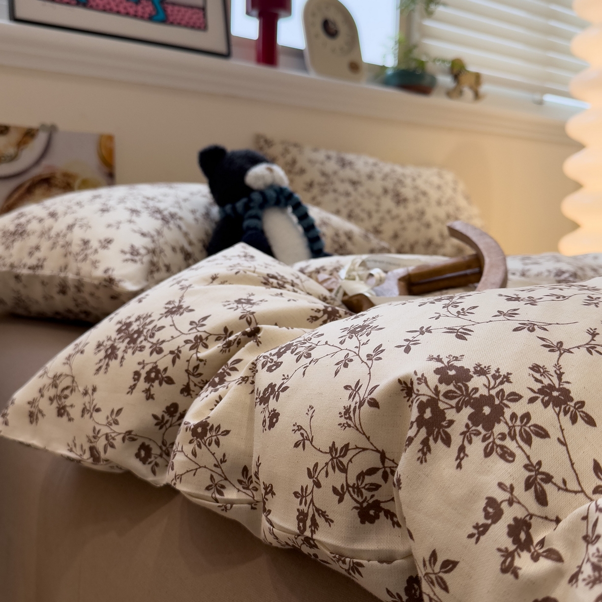 91家纺网 家纺一手货源 找家纺 珺柔家纺 2026新款亲肤舒适棉麻印花四件套 好运连连