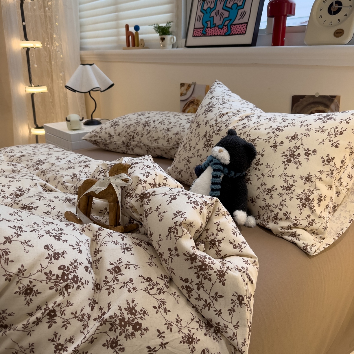 91家纺网 家纺一手货源 找家纺 珺柔家纺 2026新款亲肤舒适棉麻印花四件套 好运连连