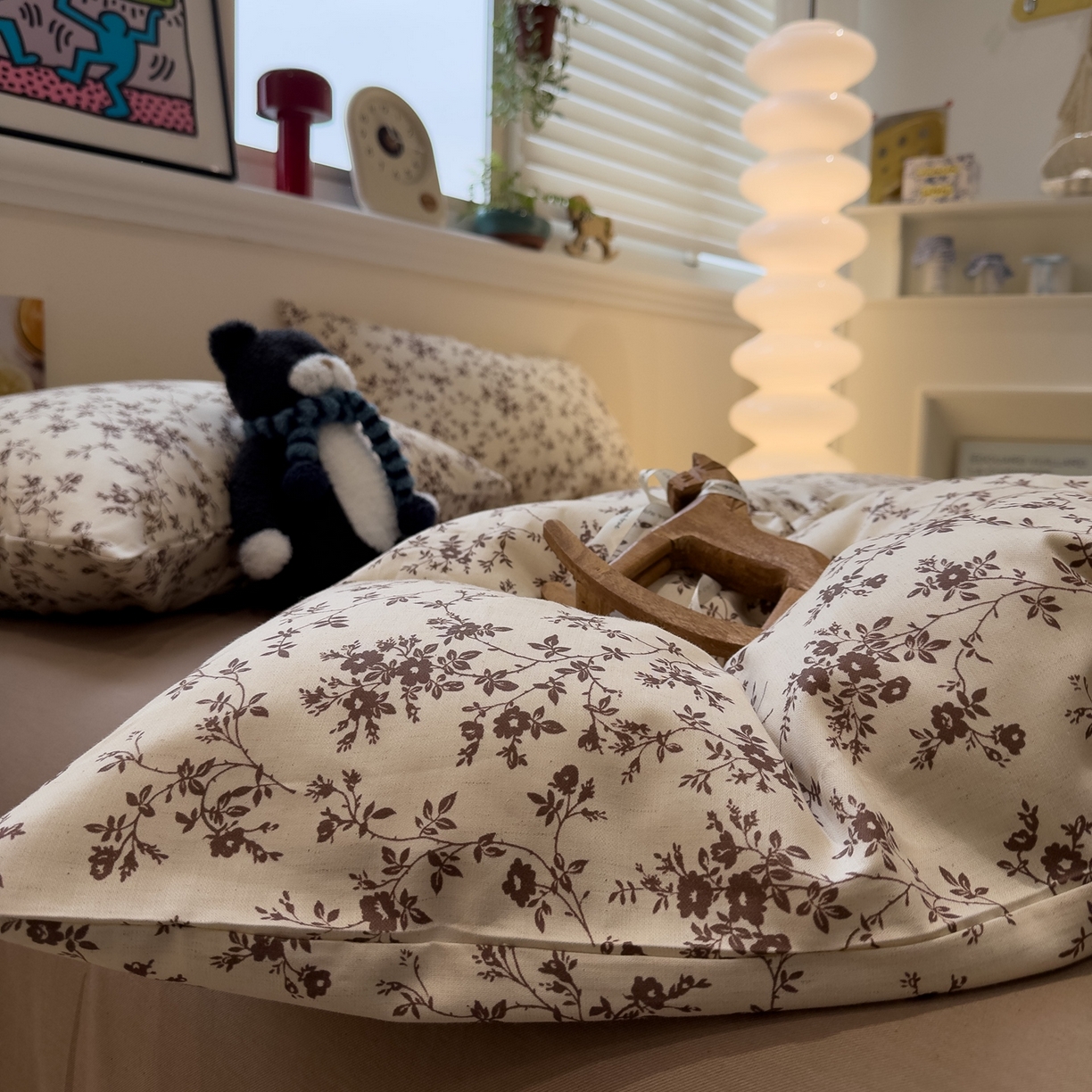 91家纺网 家纺一手货源 找家纺 珺柔家纺 2026新款亲肤舒适棉麻印花四件套 好运连连