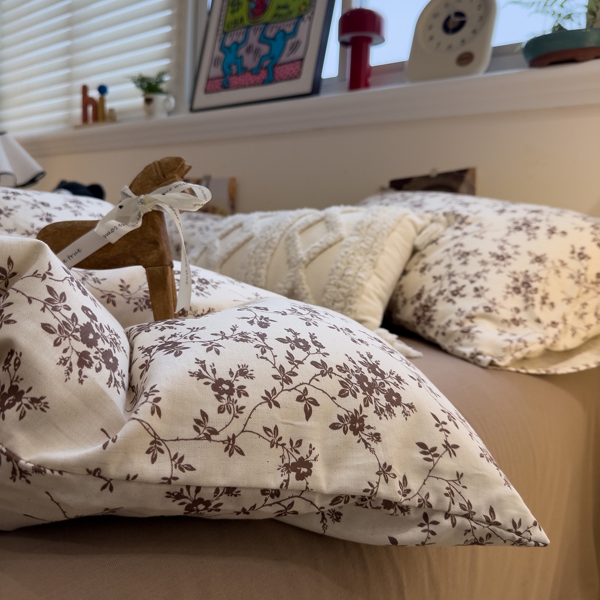 91家纺网 家纺一手货源 找家纺 珺柔家纺 2026新款亲肤舒适棉麻印花四件套 好运连连