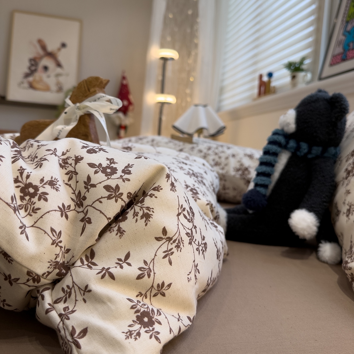 91家纺网 家纺一手货源 找家纺 珺柔家纺 2026新款亲肤舒适棉麻印花四件套 好运连连