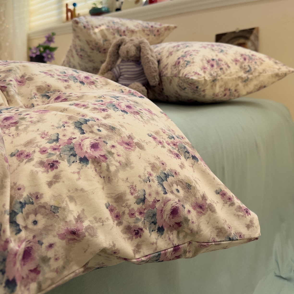 91家纺网 家纺一手货源 找家纺 珺柔家纺 2026新款亲肤舒适棉麻印花四件套 花开富贵