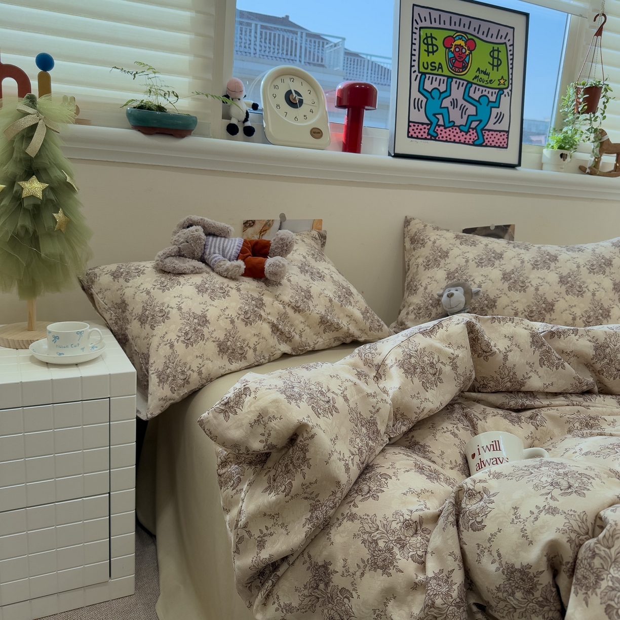 91家纺网 家纺一手货源 找家纺 珺柔家纺 2026新款亲肤舒适棉麻印花四件套 花千朵