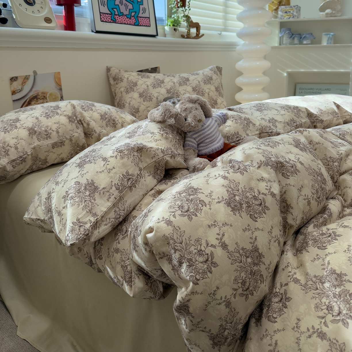 91家纺网 家纺一手货源 找家纺 珺柔家纺 2026新款亲肤舒适棉麻印花四件套 花千朵