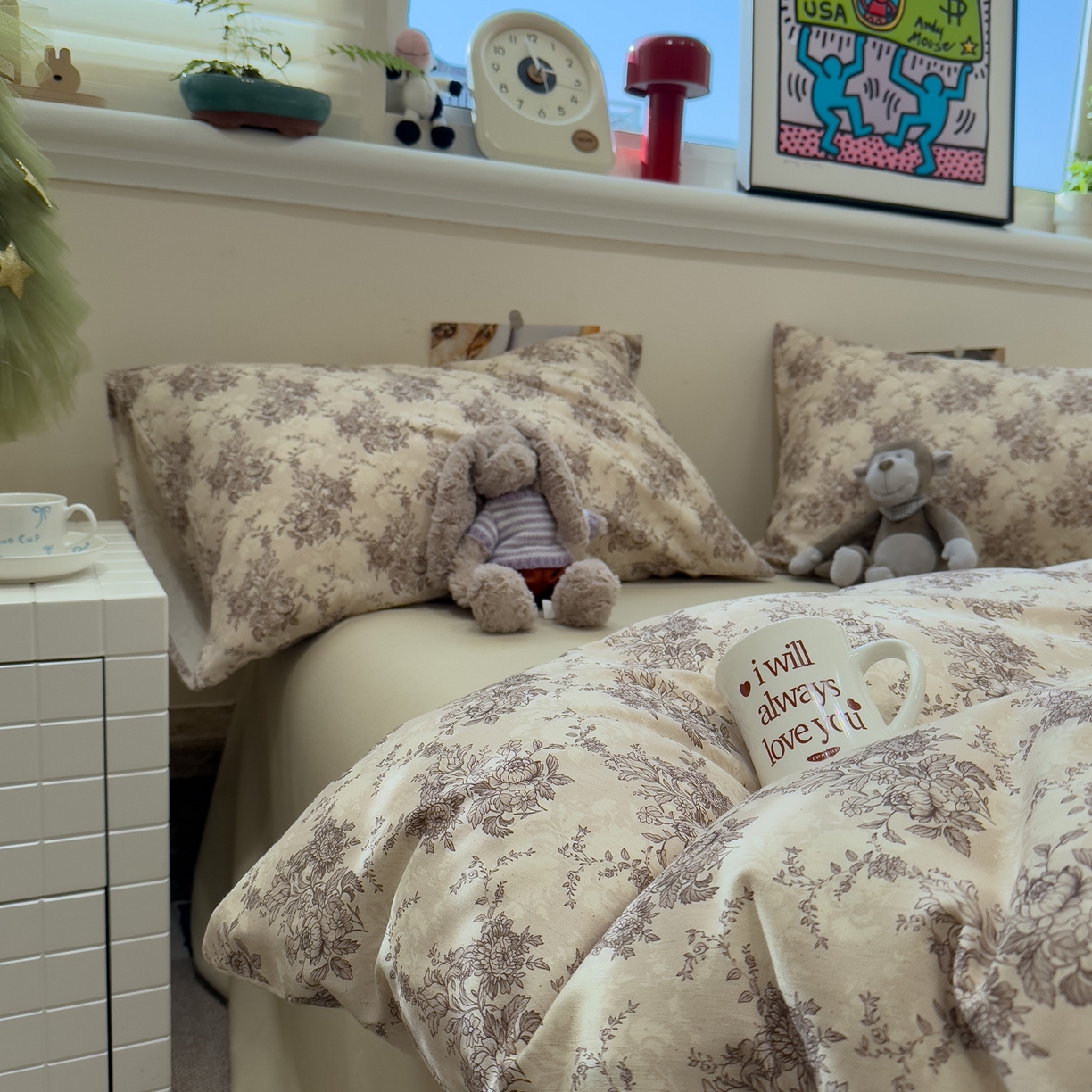 91家纺网 家纺一手货源 找家纺 珺柔家纺 2026新款亲肤舒适棉麻印花四件套 花千朵