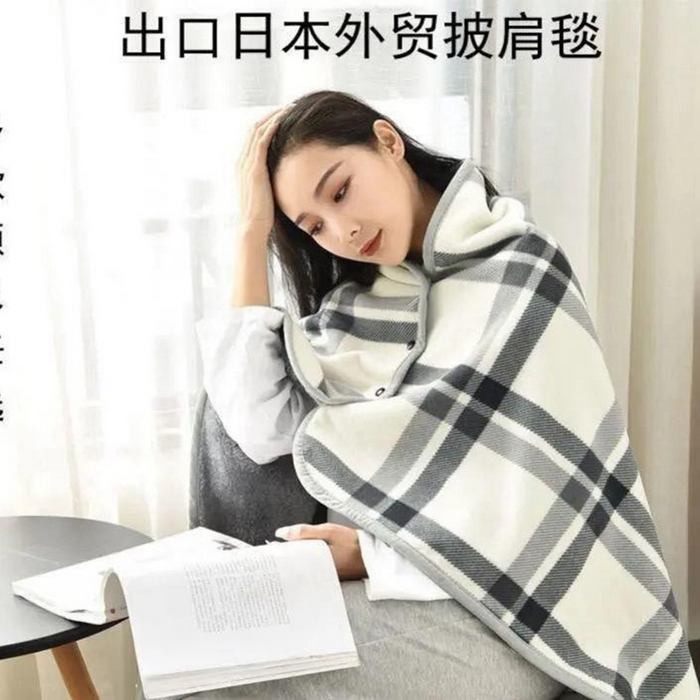 91家纺网 家纺一手货源 找家纺 安琪家纺 2026新款跨境电商爆款多功能可穿披肩盖毯办公室午休毯牛奶绒礼品毯毛毯毯子 灰白格