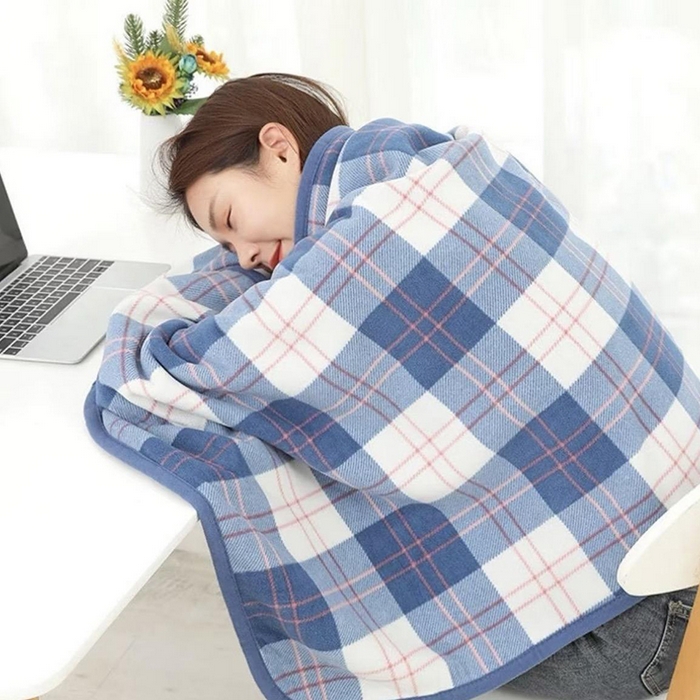 91家纺网 家纺一手货源 找家纺 安琪家纺 2026新款跨境电商爆款多功能可穿披肩盖毯办公室午休毯牛奶绒礼品毯毛毯毯子 蓝粉格