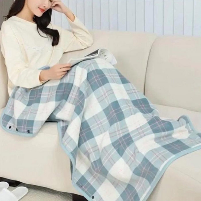 91家纺网 家纺一手货源 找家纺 安琪家纺 2026新款跨境电商爆款多功能可穿披肩盖毯办公室午休毯牛奶绒礼品毯毛毯毯子 绿粉格