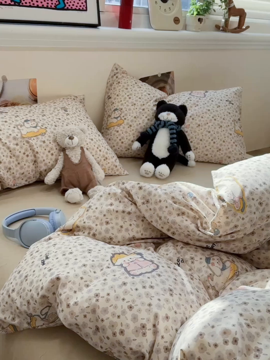 91家纺网 家纺一手货源 找家纺 珺柔家纺 2026新款亲肤舒适棉麻印花四件套 滑板小狗