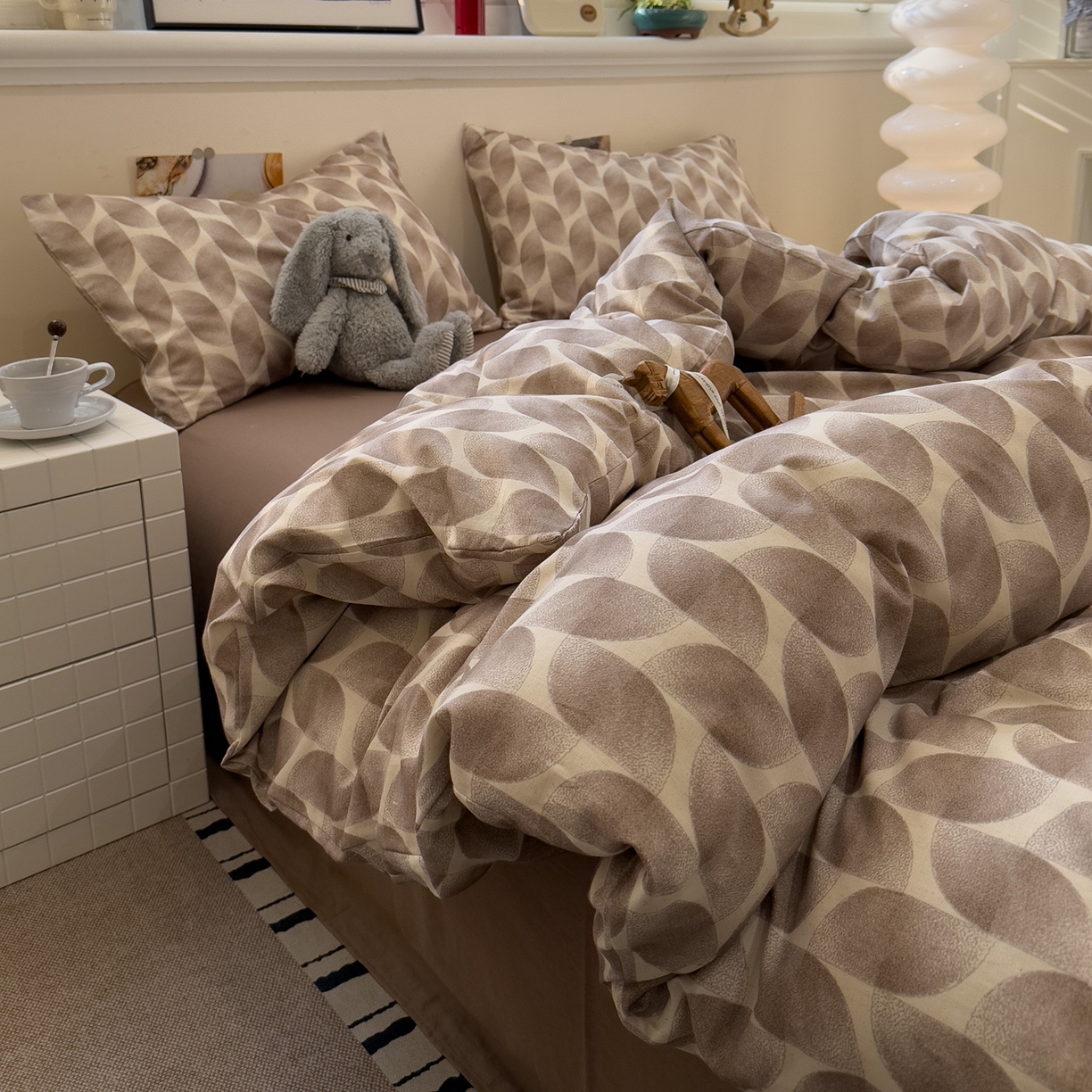 91家纺网 家纺一手货源 找家纺 珺柔家纺 2026新款亲肤舒适棉麻印花四件套 米乐