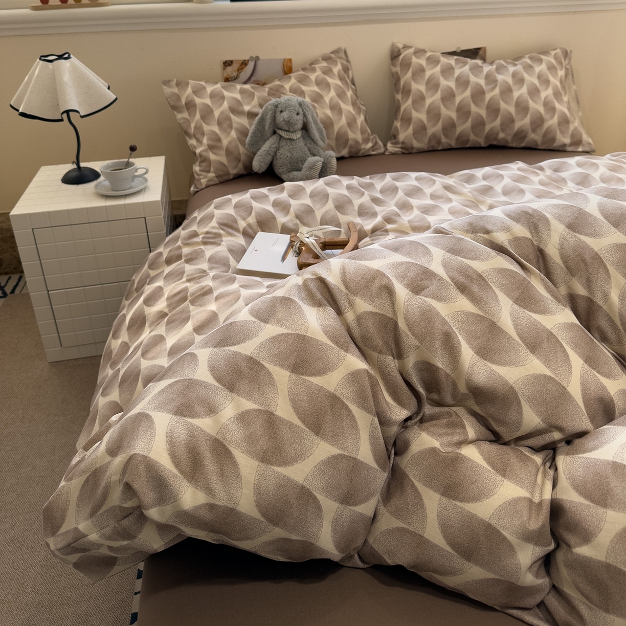 91家纺网 家纺一手货源 找家纺 珺柔家纺 2026新款亲肤舒适棉麻印花四件套 米乐