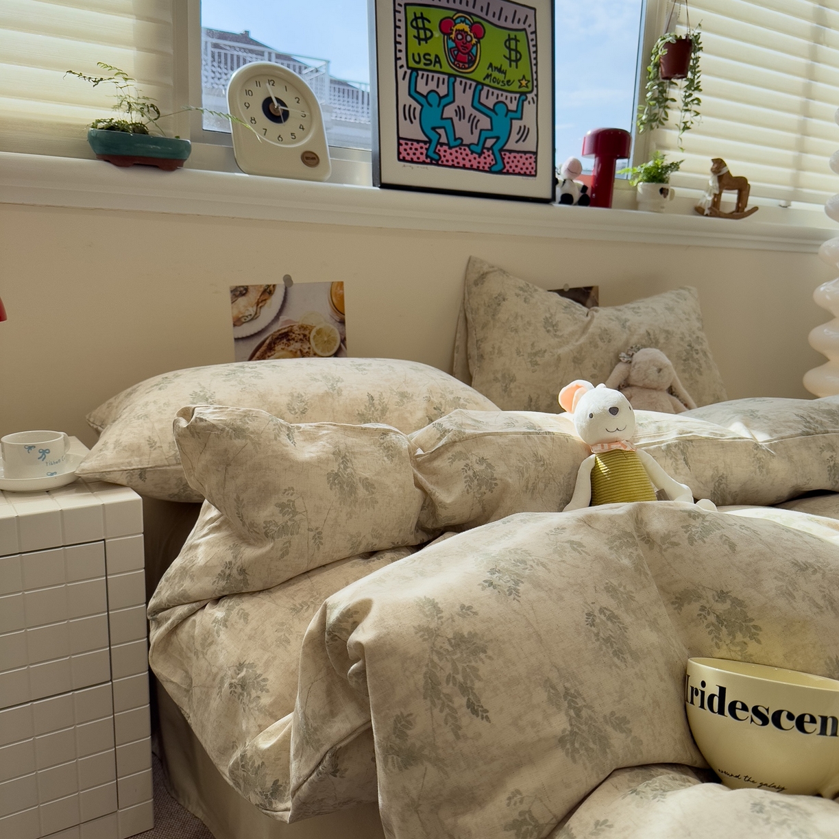 91家纺网 家纺一手货源 找家纺 珺柔家纺 2026新款亲肤舒适棉麻印花四件套 仙草