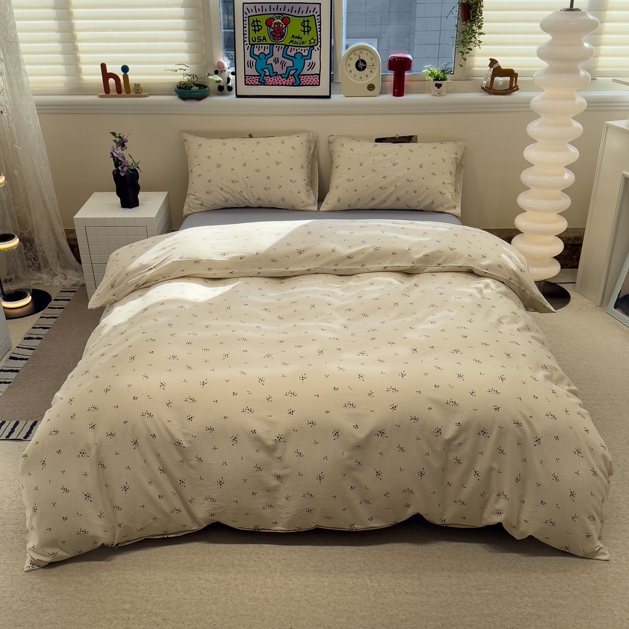 珺柔家纺 2026新款亲肤舒适棉麻印花四件套 小确幸