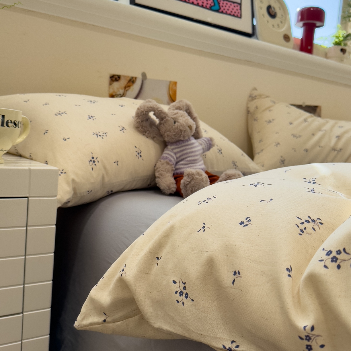 91家纺网 家纺一手货源 找家纺 珺柔家纺 2026新款亲肤舒适棉麻印花四件套 小确幸