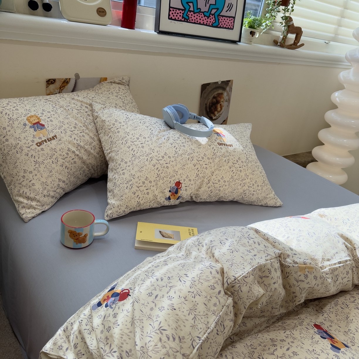 91家纺网 家纺一手货源 找家纺 珺柔家纺 2026新款亲肤舒适棉麻印花四件套 小狮子