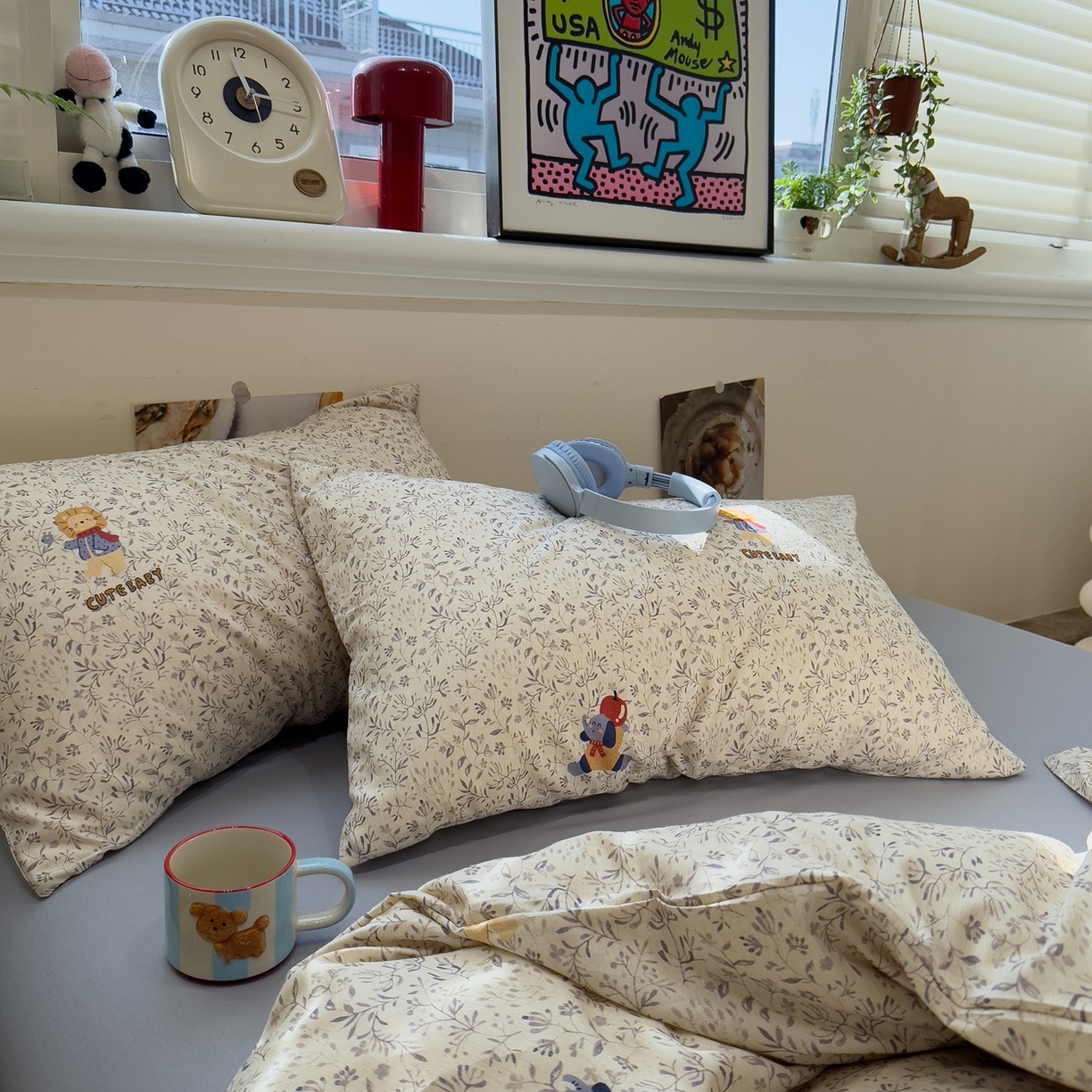 91家纺网 家纺一手货源 找家纺 珺柔家纺 2026新款亲肤舒适棉麻印花四件套 小狮子