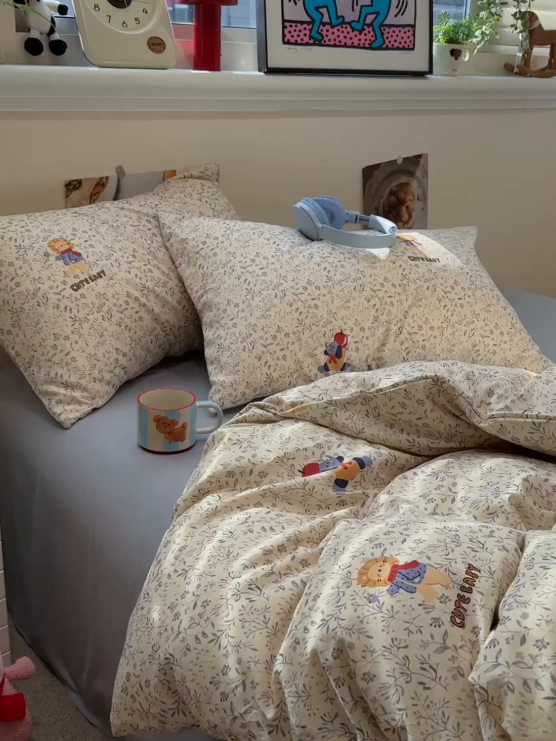 91家纺网 家纺一手货源 找家纺 珺柔家纺 2026新款亲肤舒适棉麻印花四件套 小狮子