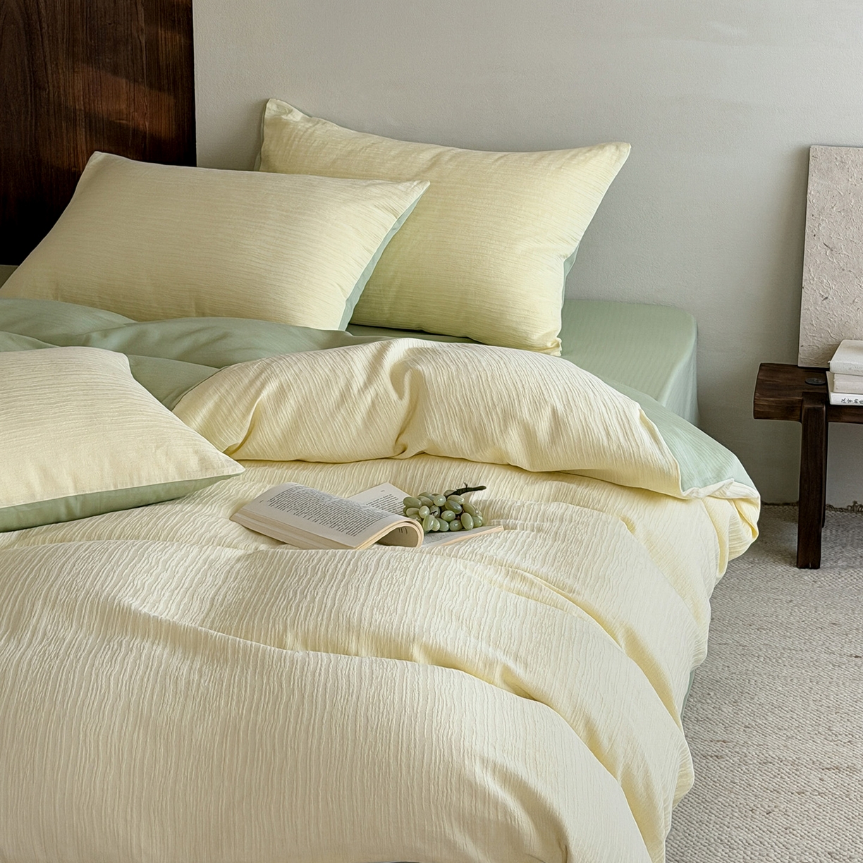 91家纺网 家纺一手货源 找家纺 （总）静家居-简约原创家纺 2026新款奶油叱咤风60s全棉纯棉厚织提花四件套轻屿