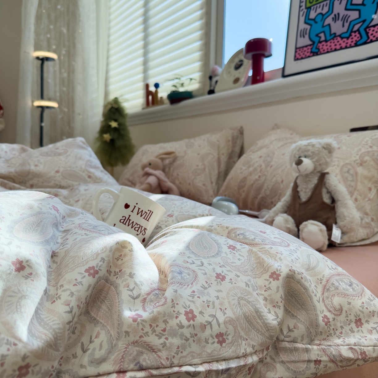 91家纺网 家纺一手货源 找家纺 珺柔家纺 2026新款亲肤舒适棉麻印花四件套 叶之舞