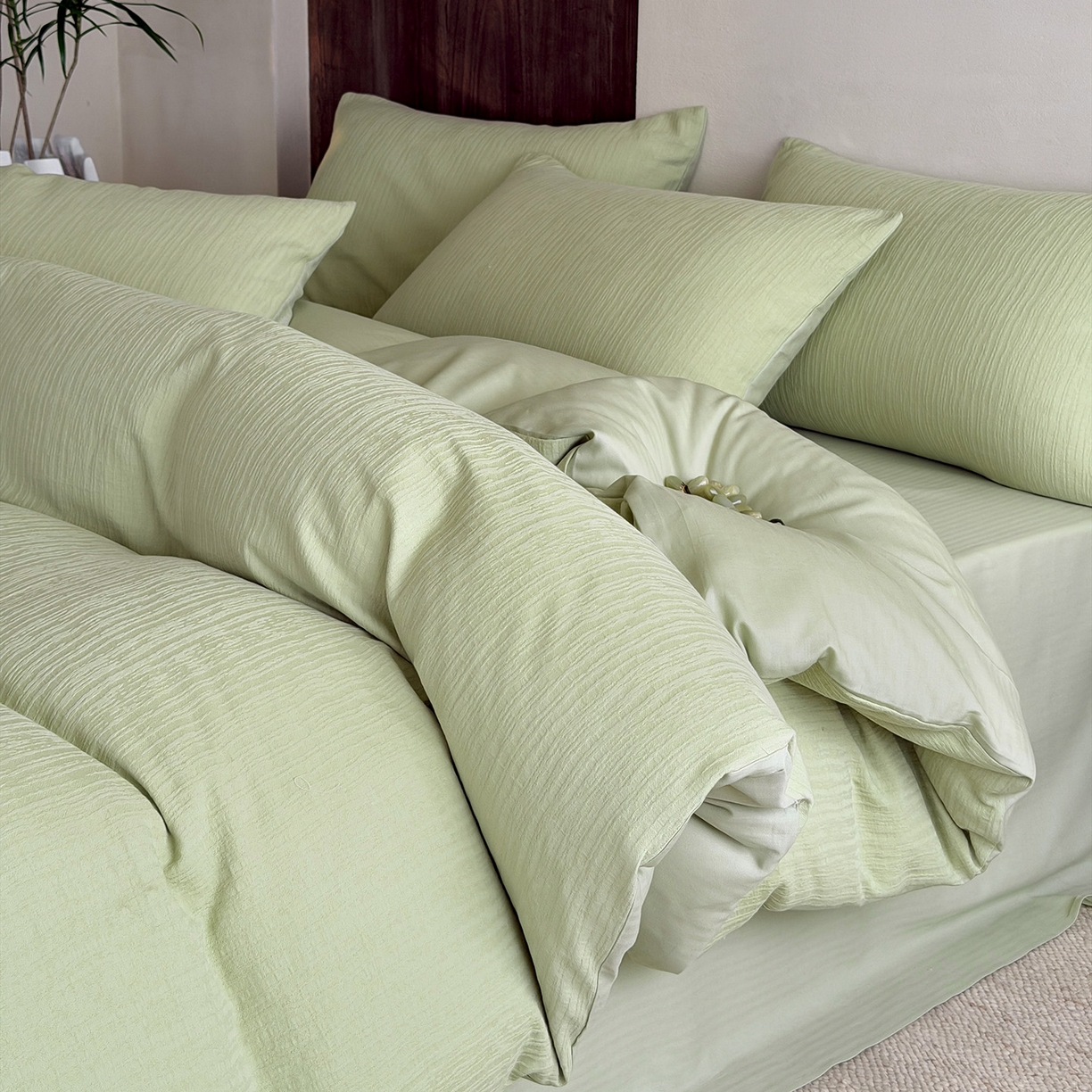 91家纺网 家纺一手货源 找家纺 静家居-简约原创家纺 2026新款奶油叱咤风60s全棉纯棉厚织提花四件套轻屿 轻屿-青萝