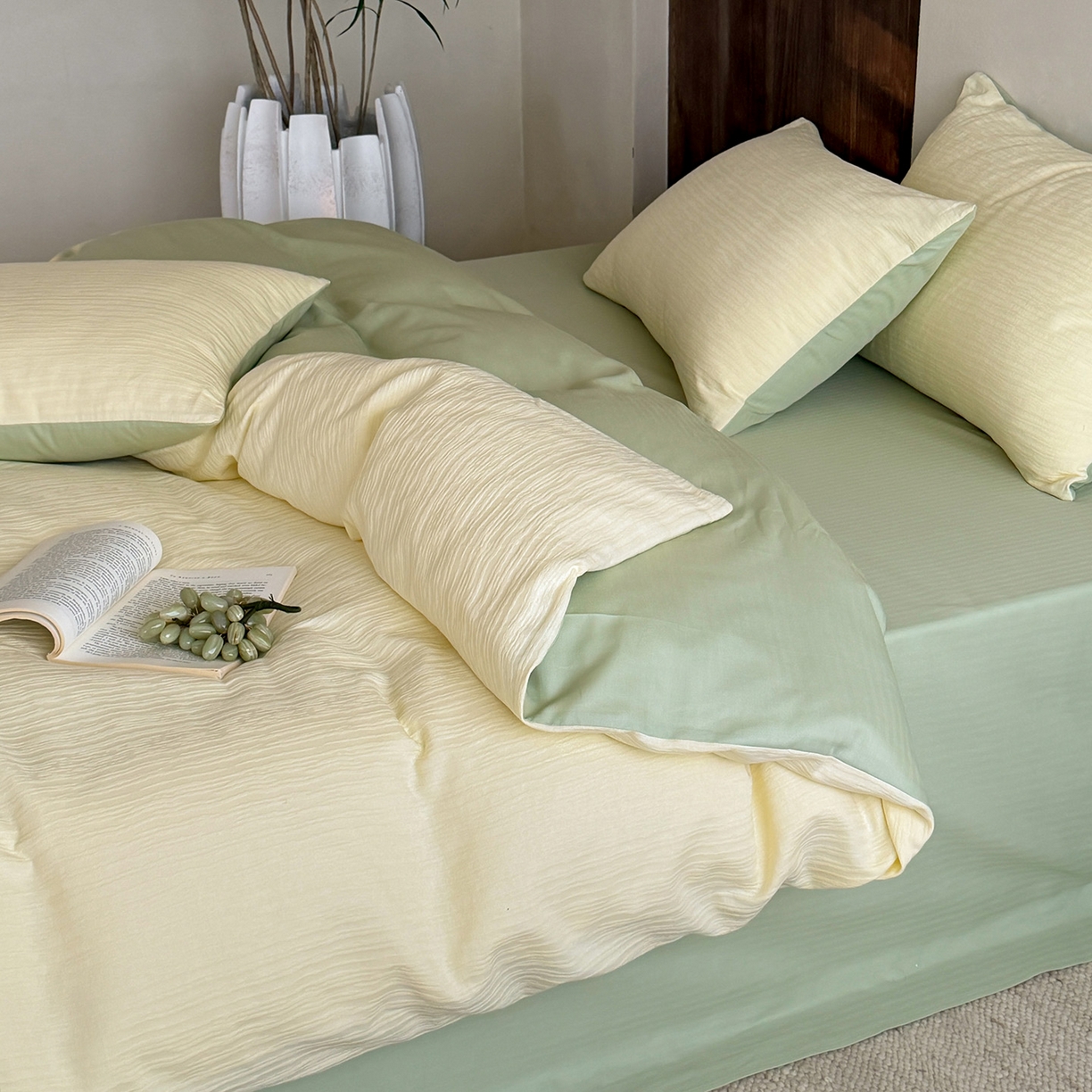 91家纺网 家纺一手货源 找家纺 静家居-简约原创家纺 2026新款奶油叱咤风60s全棉纯棉厚织提花四件套轻屿 轻屿-春野