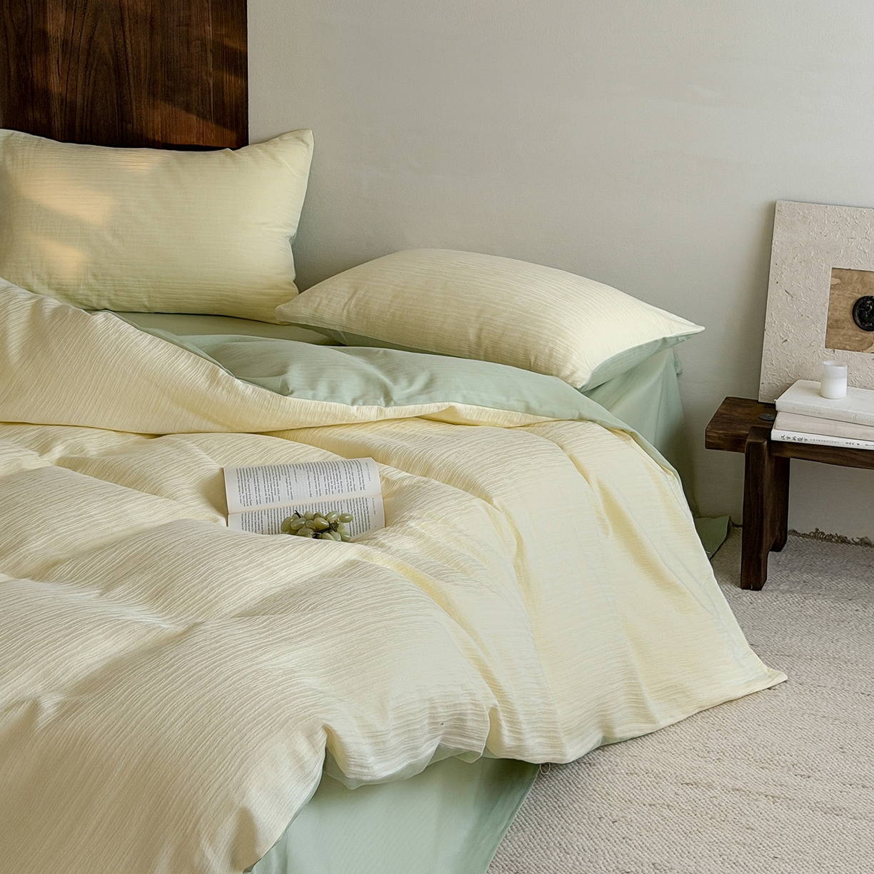 91家纺网 家纺一手货源 找家纺 静家居-简约原创家纺 2026新款奶油叱咤风60s全棉纯棉厚织提花四件套轻屿 轻屿-春野