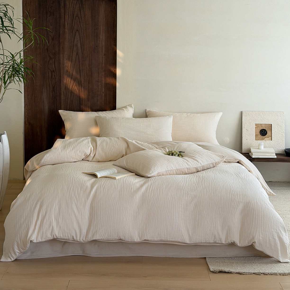 91家纺网 家纺一手货源 找家纺 静家居-简约原创家纺 2026新款奶油叱咤风60s全棉纯棉厚织提花四件套轻屿 轻屿-暖沙