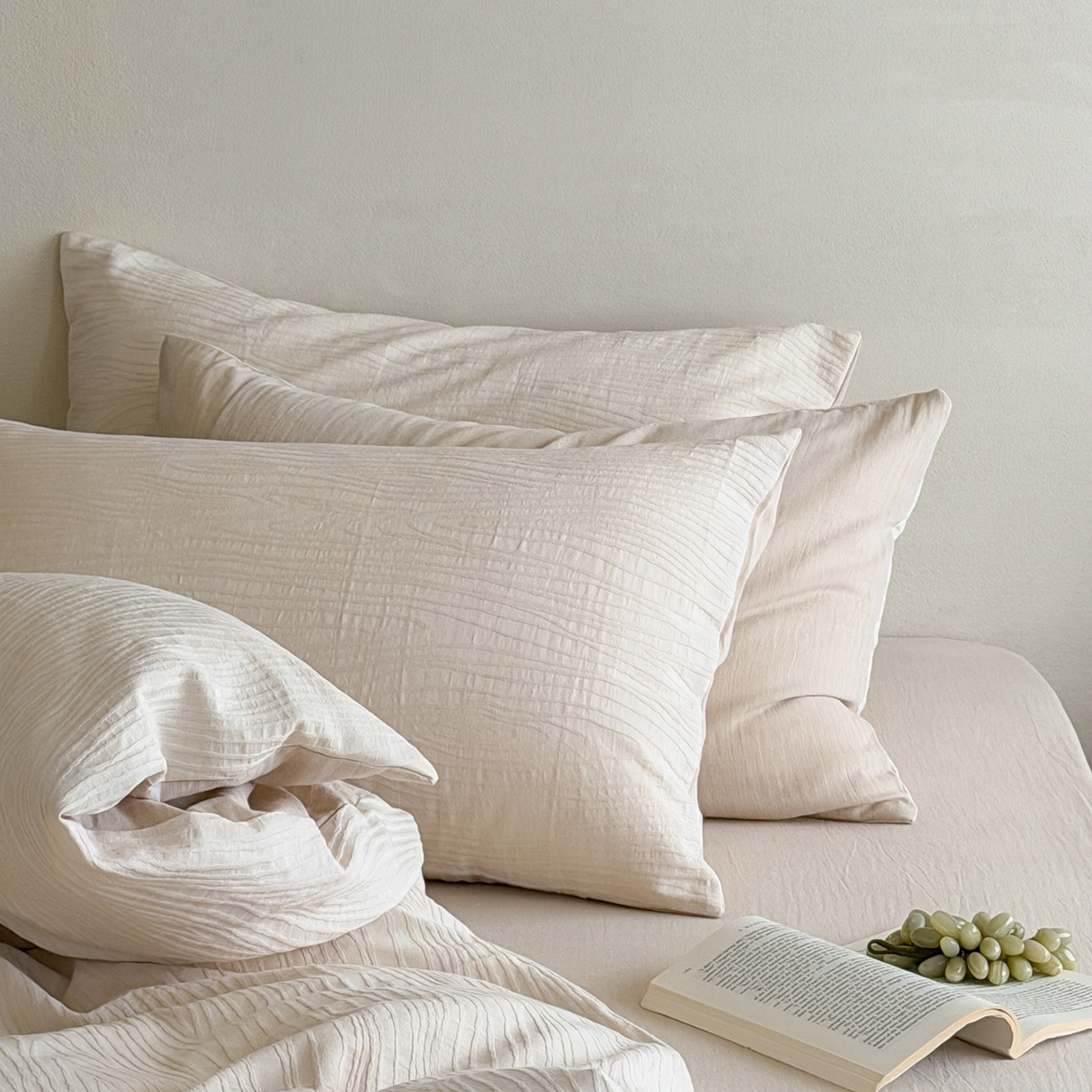 91家纺网 家纺一手货源 找家纺 静家居-简约原创家纺 2026新款奶油叱咤风60s全棉纯棉厚织提花四件套轻屿 轻屿-暖沙