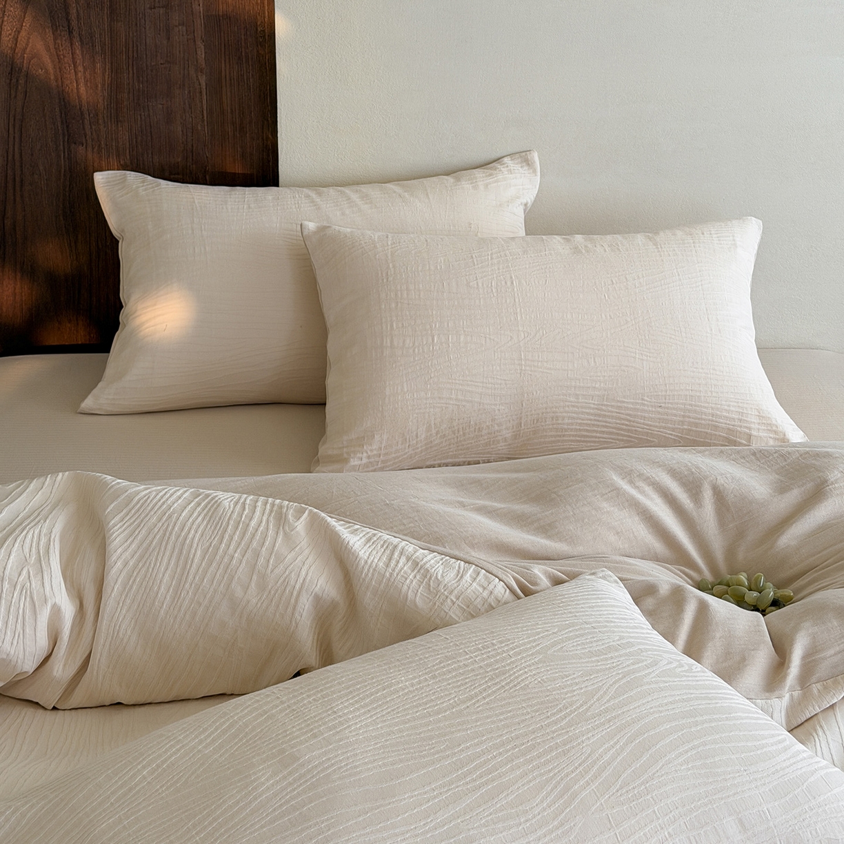 91家纺网 家纺一手货源 找家纺 静家居-简约原创家纺 2026新款奶油叱咤风60s全棉纯棉厚织提花四件套轻屿 轻屿-暖沙