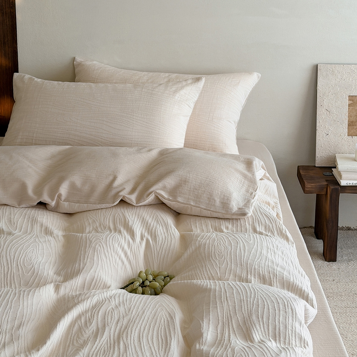 91家纺网 家纺一手货源 找家纺 静家居-简约原创家纺 2026新款奶油叱咤风60s全棉纯棉厚织提花四件套轻屿 轻屿-暖沙