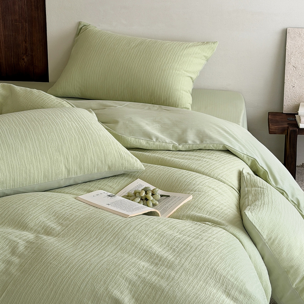 91家纺网 家纺一手货源 找家纺 静家居-简约原创家纺 2026新款奶油叱咤风60s全棉纯棉厚织提花四件套轻屿 轻屿-青萝