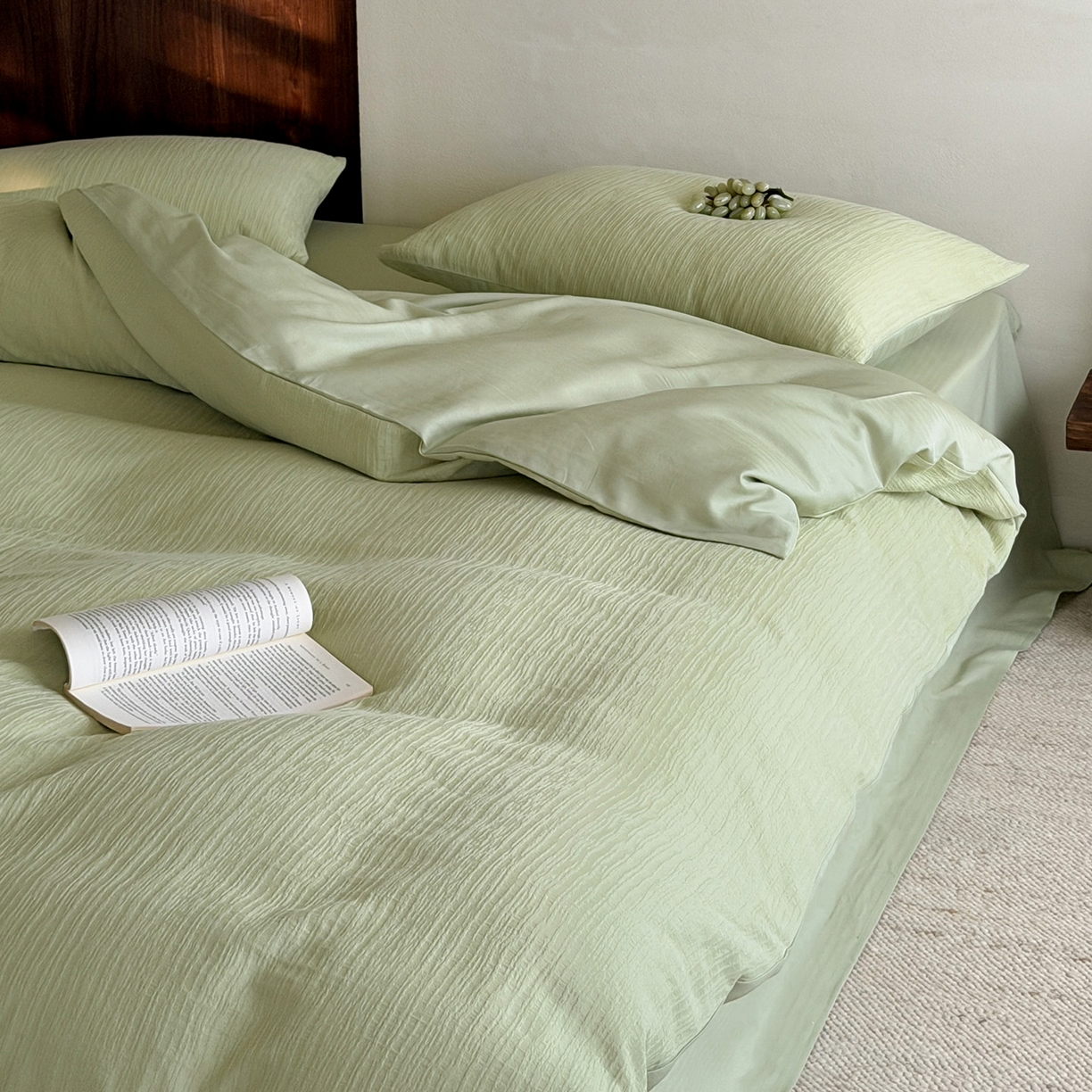 91家纺网 家纺一手货源 找家纺 静家居-简约原创家纺 2026新款奶油叱咤风60s全棉纯棉厚织提花四件套轻屿 轻屿-青萝