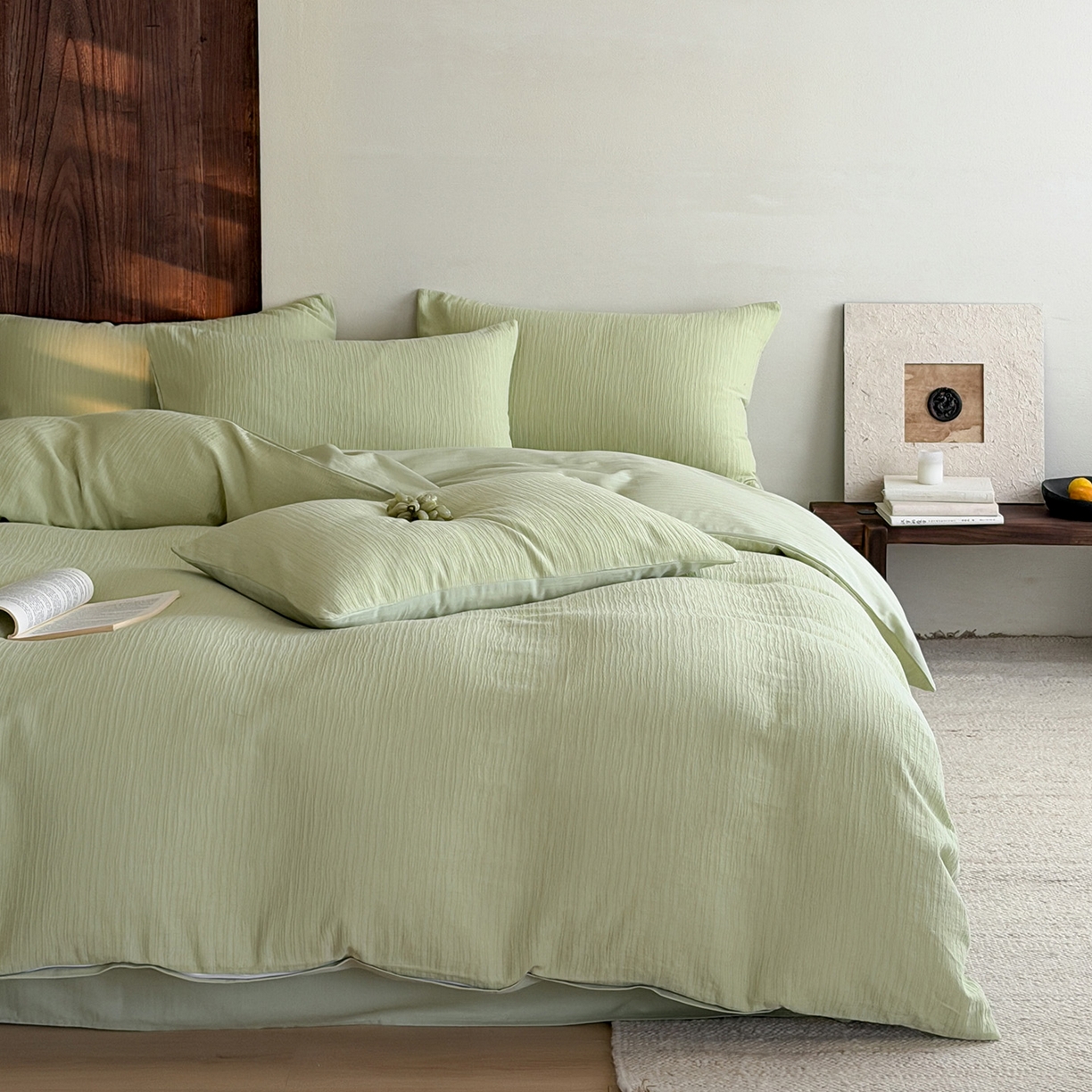 91家纺网 家纺一手货源 找家纺 静家居-简约原创家纺 2026新款奶油叱咤风60s全棉纯棉厚织提花四件套轻屿 轻屿-青萝