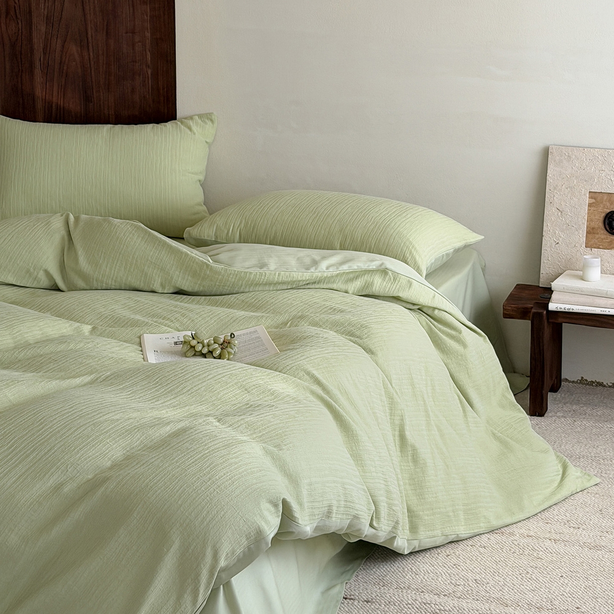 91家纺网 家纺一手货源 找家纺 静家居-简约原创家纺 2026新款奶油叱咤风60s全棉纯棉厚织提花四件套轻屿 轻屿-青萝